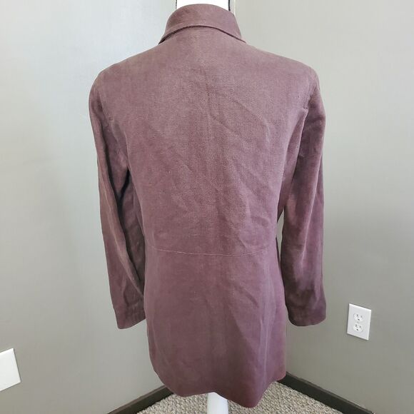 Gap Coat Womens Size 6 Brown Linen Button Up Lightweight Midi Jacket *READ* - Picture 3 of 14
